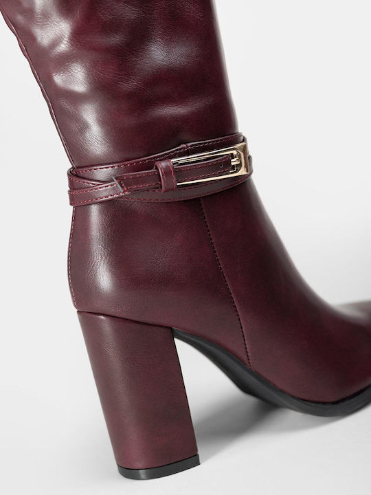 Damenstiefel mit Absatzhöhe Burgundisch