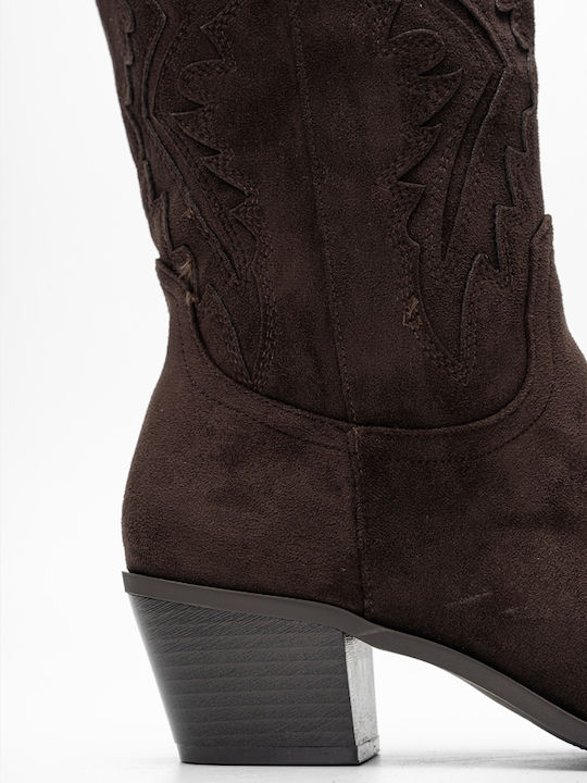 Suede Women's Boots Cowboy Brown