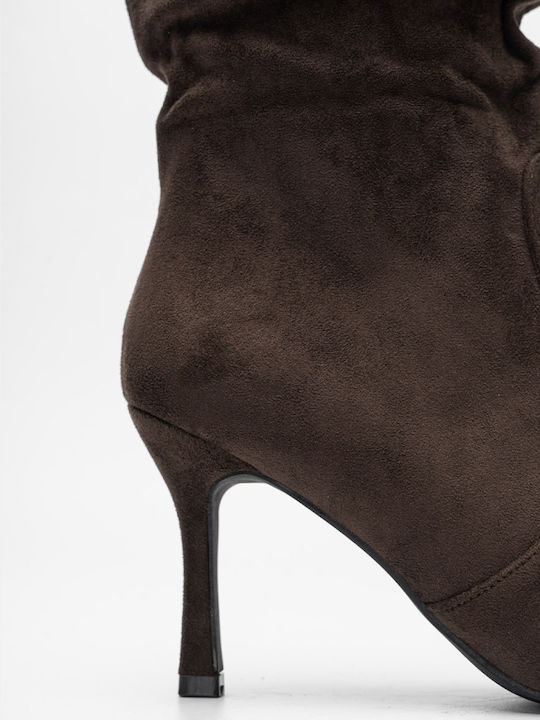 Wildleder Damenstiefel Braun Über Dem Knie