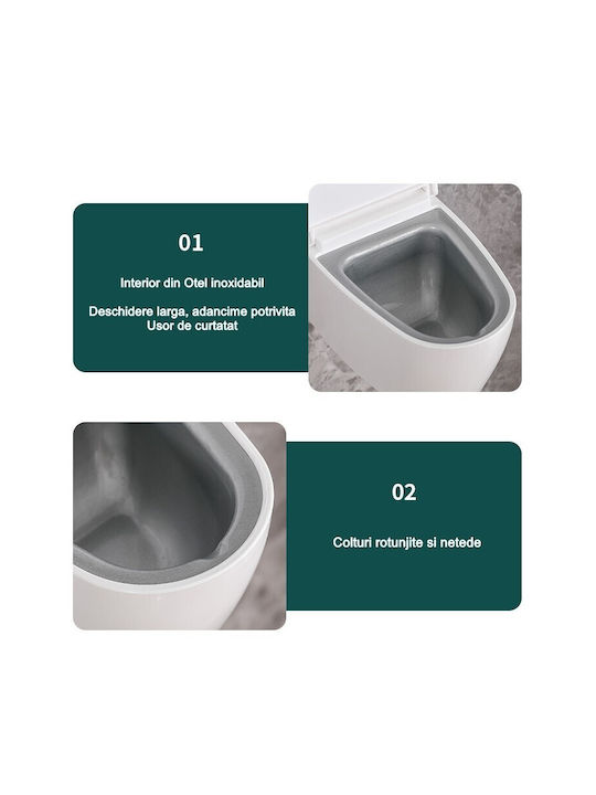 Cenușare Creativă Flippy Formă Toaletă Capac Argintiu Material Oțel Inoxidabil 12.5 X 9.8 X 8.4 Cm Montare Adezivă Independentă Baie Cameră Bucătărie Balcon Argintiu