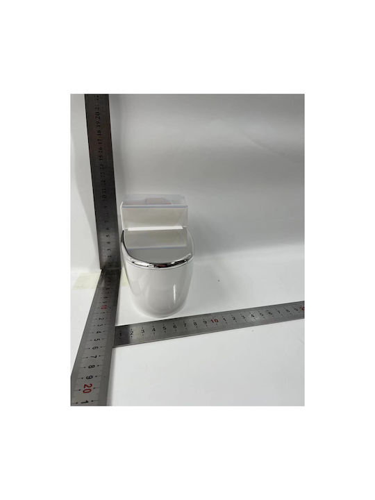 Cenușare Creativă Flippy Formă Toaletă Capac Argintiu Material Oțel Inoxidabil 12.5 X 9.8 X 8.4 Cm Montare Adezivă Independentă Baie Cameră Bucătărie Balcon Argintiu
