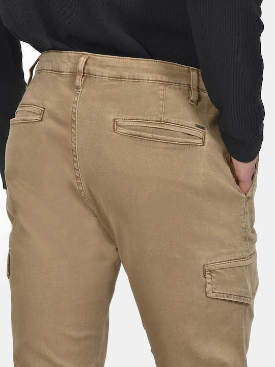 Men's Cargo Trousers Elastic Regular Fit Camel
