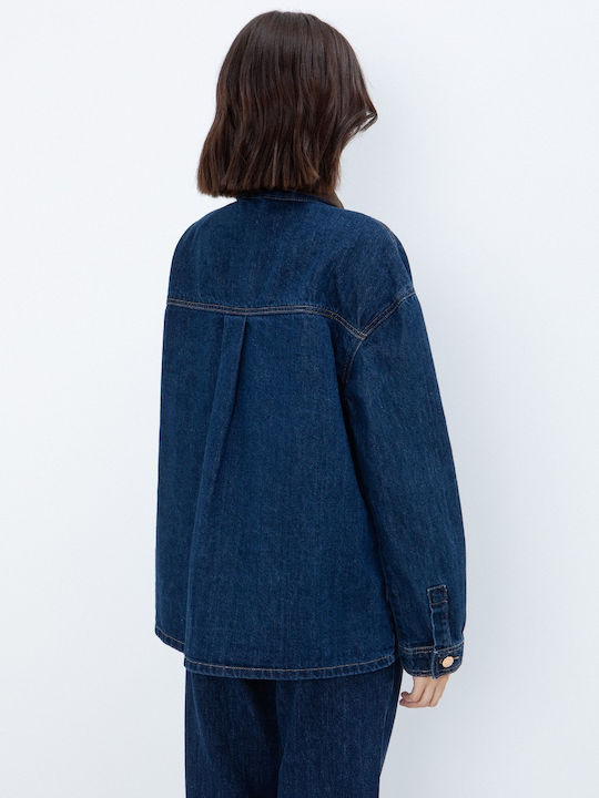 Suede Women's Jacket for Winter Blue