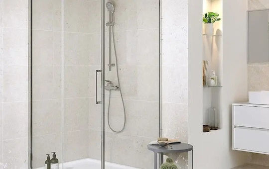 Cersanit Shower Cabin with Sliding Door 140x200cm Clear Glass Chrome