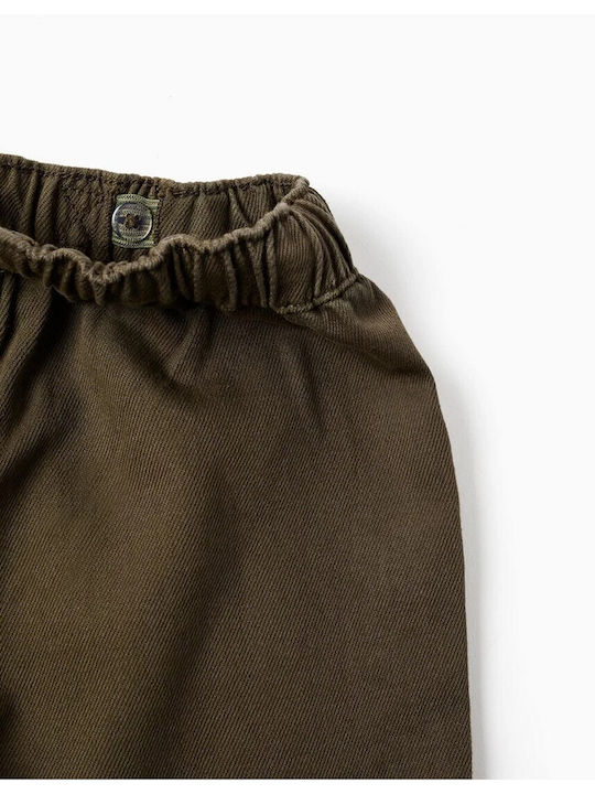 Pantaloni cargo pentru copii verde măsliniu închis