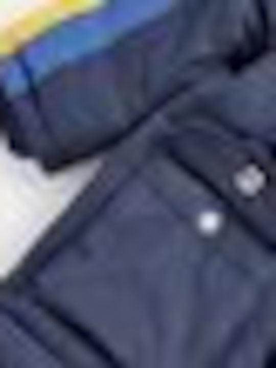 Parka pentru copii scurt cu glugă albastru