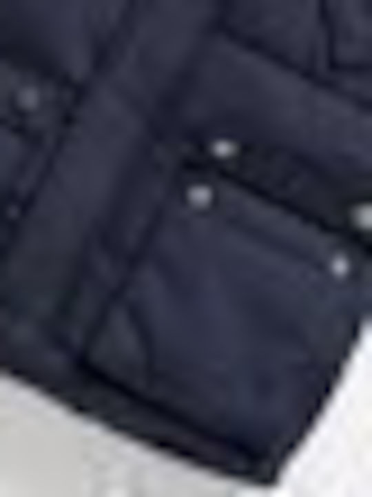 Parka scurt cu glugă albastru închis