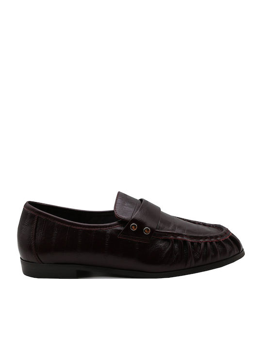 Mocasini Dama În Culoare Burgundy Anguila