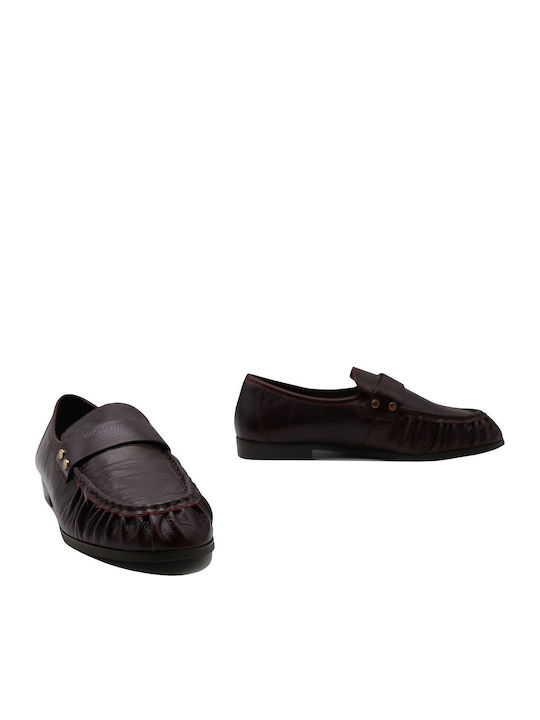 Mocasini Dama În Culoare Burgundy Anguila