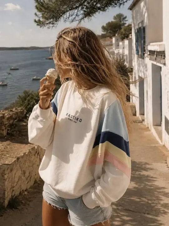 Women's Sweatshirt Ivory Blue Navy Rose Yellow