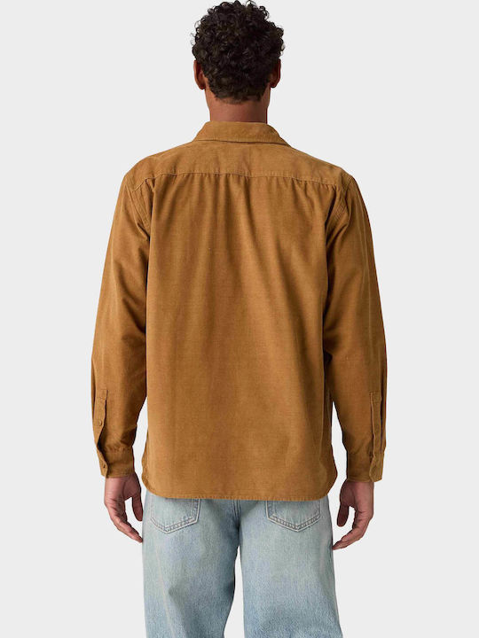 Jackson Long Sleeve Corduroy Overshirt in Regular Fit Rust Brown