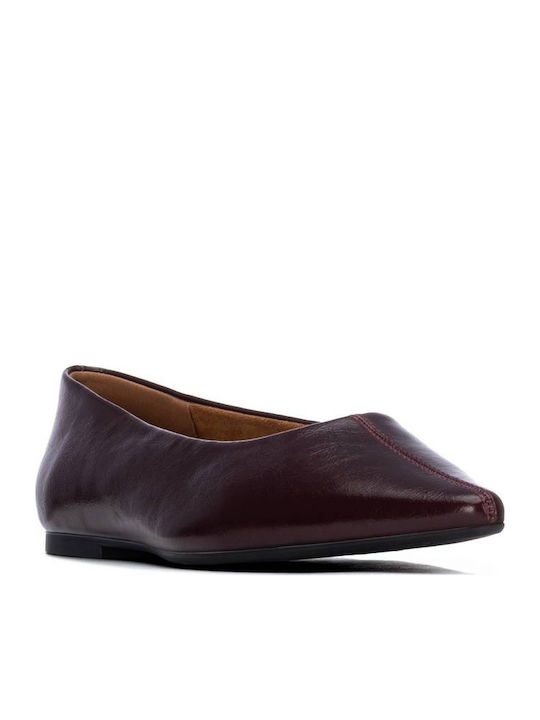 Damen Ballerinas Spitz zulaufend Burgundisch