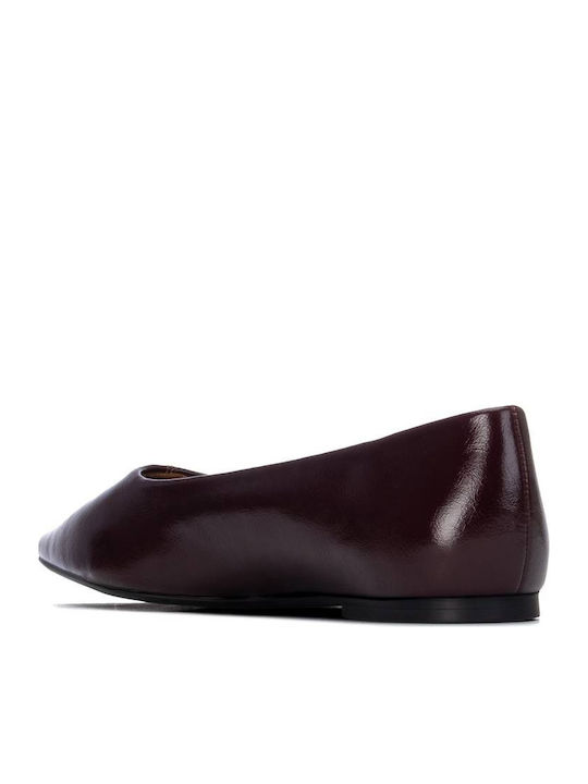 Damen Ballerinas Spitz zulaufend Burgundisch