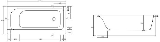 Cersanit S301-116 Μπανιέρα Ακρυλική 170x80cm