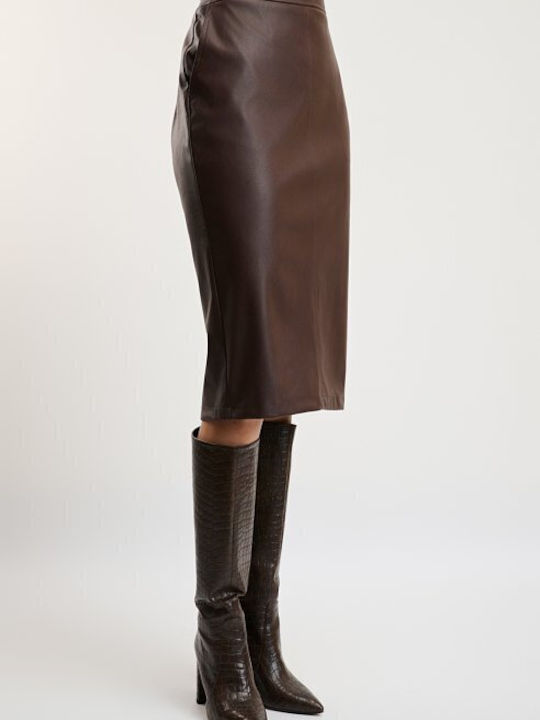 Leather Midi Skirt Black