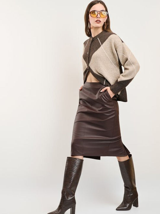 Leather Midi Skirt Black