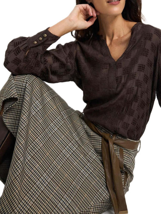 Leather Midi Brown Skirt