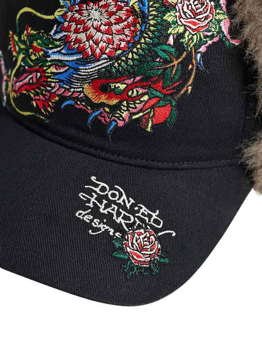 Ed Hardy Kappen Crawling Dragon Trapper 5-Panel LKW-Fahrer Cap Schwarz-ed6122-aw26-schwarz