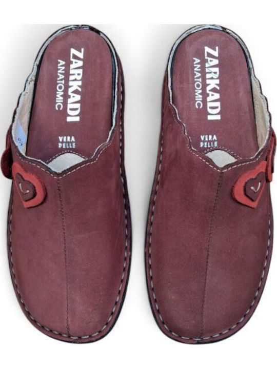 Leder Damen Hausschuhe Burgundisch