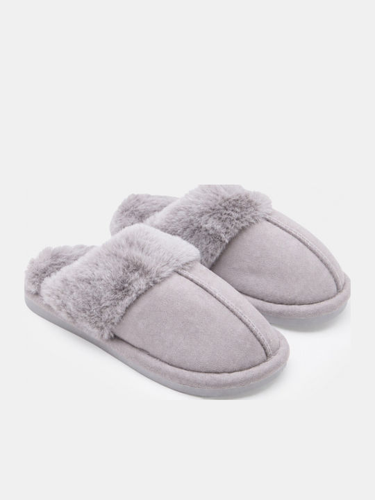 Damen Hausschuhe Anatomic Stiefeletten mit Pelz Grau