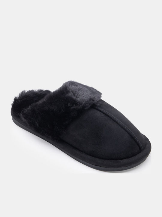 Damen Hausschuhe Stiefeletten mit Pelz Schwarze
