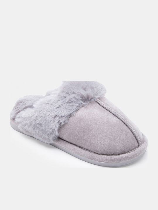 Damen Hausschuhe Anatomic Stiefeletten mit Pelz Grau