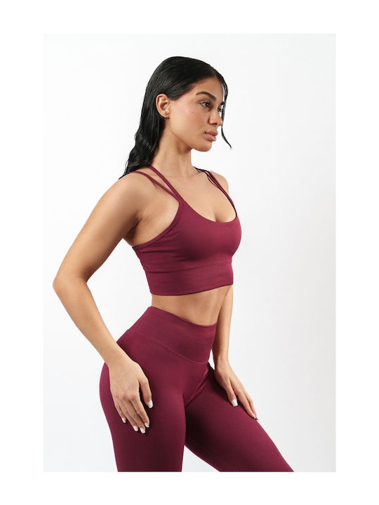 Athletic Sports Bra Seamless Burgundy Size S