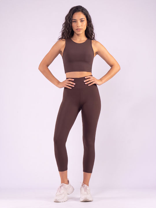 Training Women's Cropped Firming High Waist & Push Up Brown Leggings