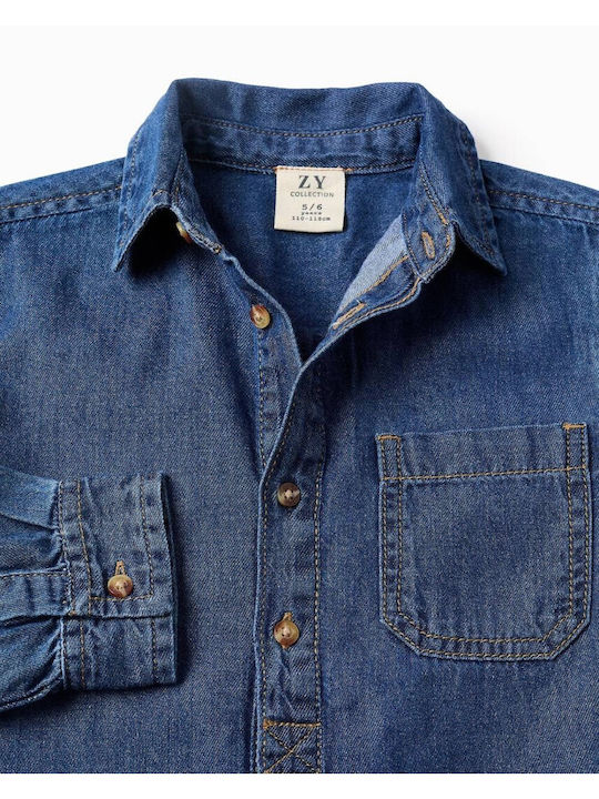 Kinderhemd Langärmelig Denim Blau