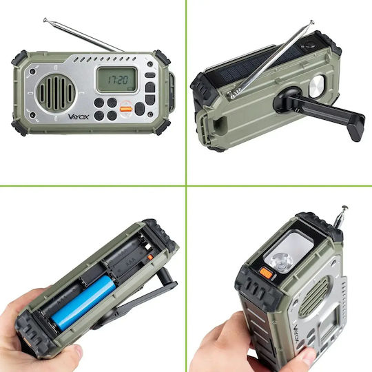 Vayox 1402973 Radio Portabil Solar cu Bluetooth și USB Verde