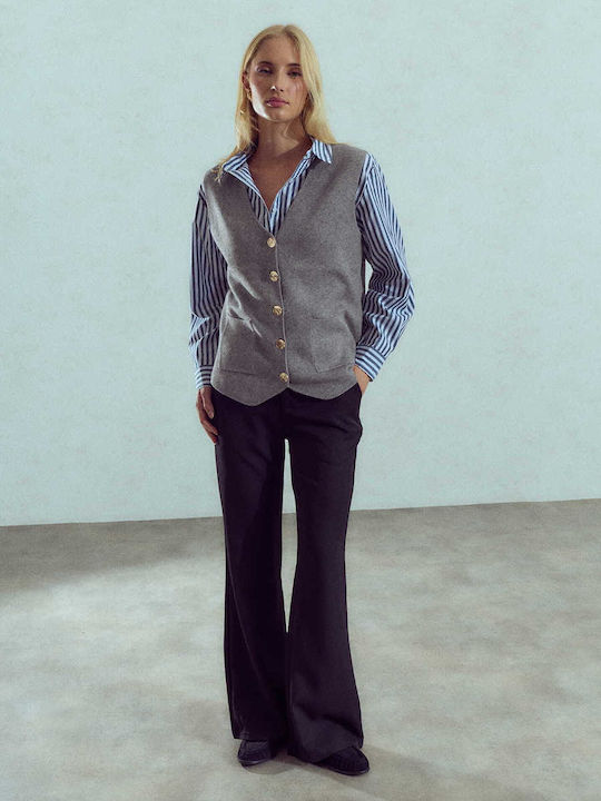 Celestino Women's Knitted Vest With Metal Buttons Grey
