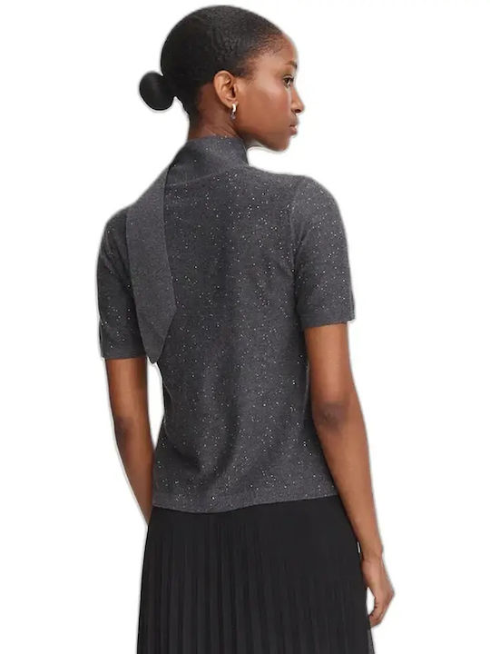 Damen Pullover Wolle Dunkelgrau Melange