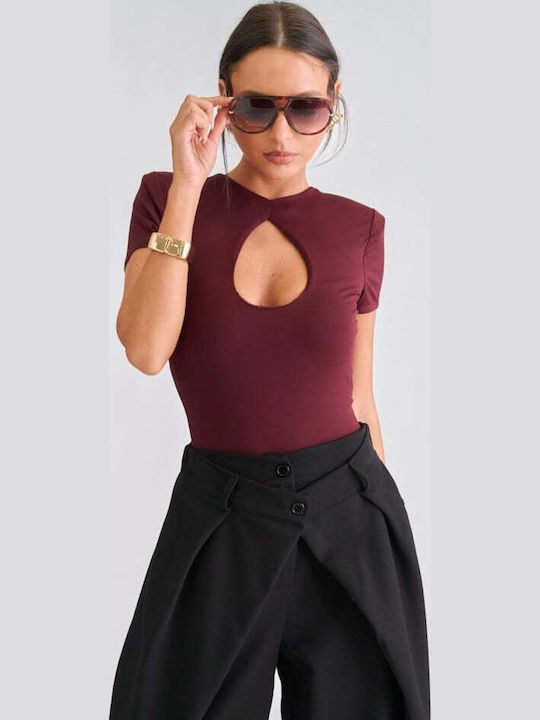 Decoro Damen-Bodysuit Cut Out Burgundisch
