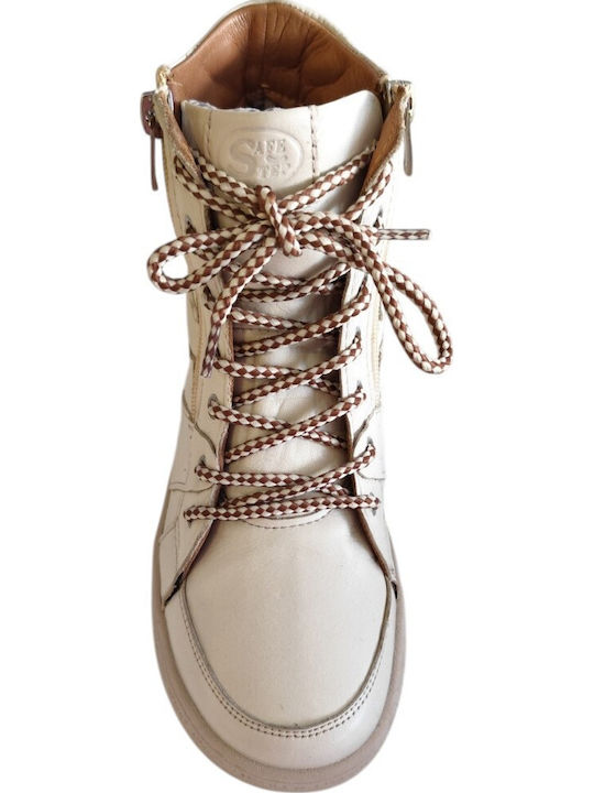 Leder Damen Stiefeletten Weiß