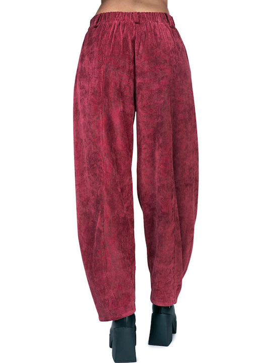 Moutaki Women's Fabric Trousers Burgundy