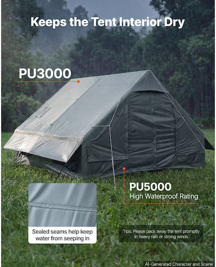Vevor Inflatable Green Camping Tent with Double Cloth for 8 People