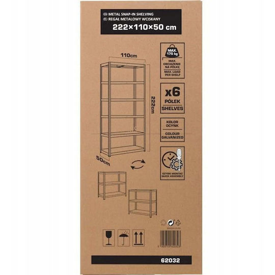 Proline Dexion Galvanized Shelving Unit 110x50x222cm with 6 Shelves Total Load Capacity 1050kg