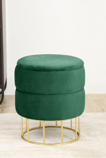 Taburet Camera de Zi Cu Spațiu de Depozitare Tapițat Cu Catifea Elza Verde 37x37x42 cm