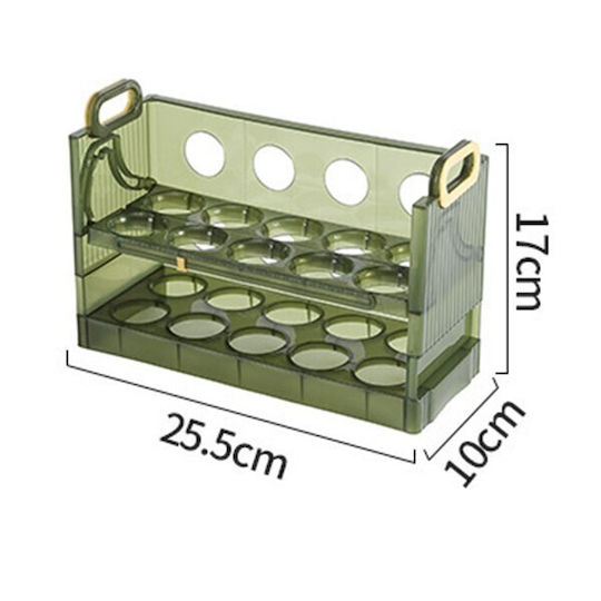 Organizator pentru Ouă Frigider Flippy 20 Ouă în 2 Straturi Plastic 25.5 X 10 X 17 Cm Verde Transparent