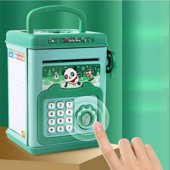Cutie de Bani Flippy Smart Box Economii Cutie de Bani Efecte Sonore Tip ATM Amprentă Parolă Plastic 20 X 13.5 X 11.5 Cm Verde