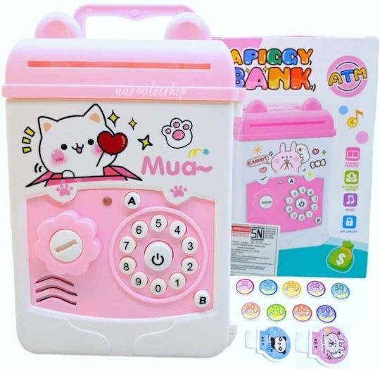 Piggy Bank Girls Flippy Savings Piggy Box Simple Piggy Bank Key Access 17 X 11.5 X 10 Cm 400 Gr Alb Roz