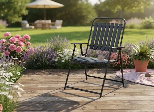 Καρέκλα Εξωτερικού Χώρου Μεταλλική Black 63x55x90εκ.