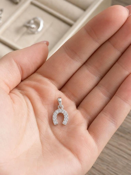Charm Potcoavă din Argint cu Zircon