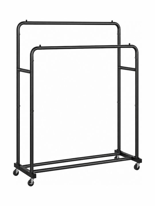 Songmics Cu Roți Rack pentru Îmbrăcăminte din Metal Negru 110x47x156cm