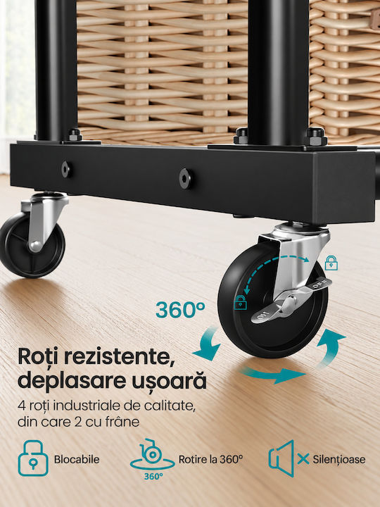 Songmics Cu Roți Rack pentru Îmbrăcăminte din Metal Negru 110x47x156cm