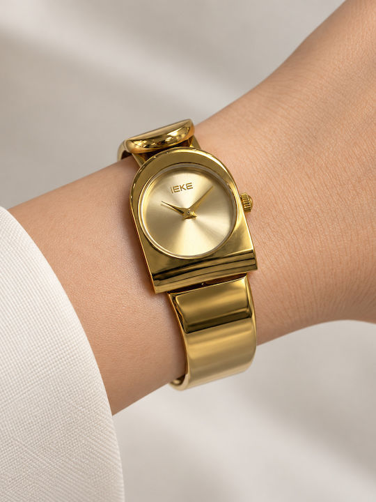 Ieke Damenuhr Batterie mit Gold Metallischem Armband