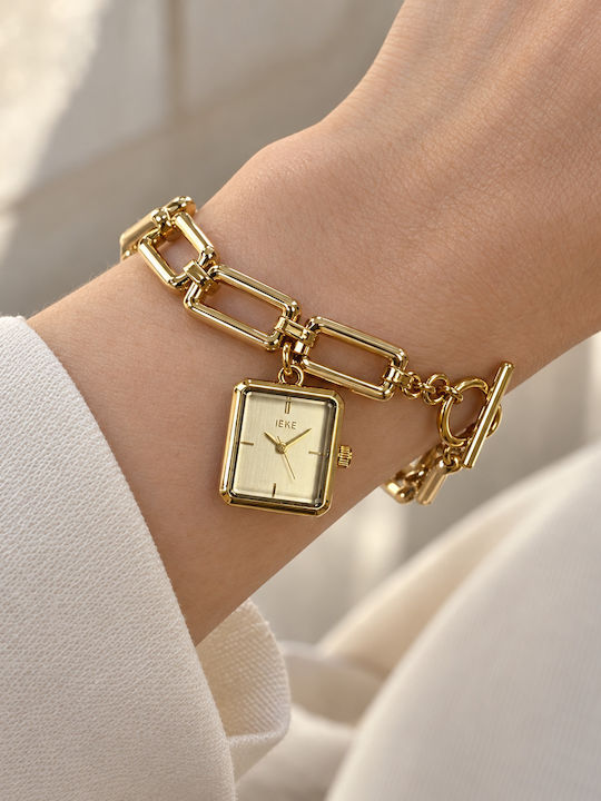 Ieke Damenuhr Batterie mit Gold Metallischem Armband