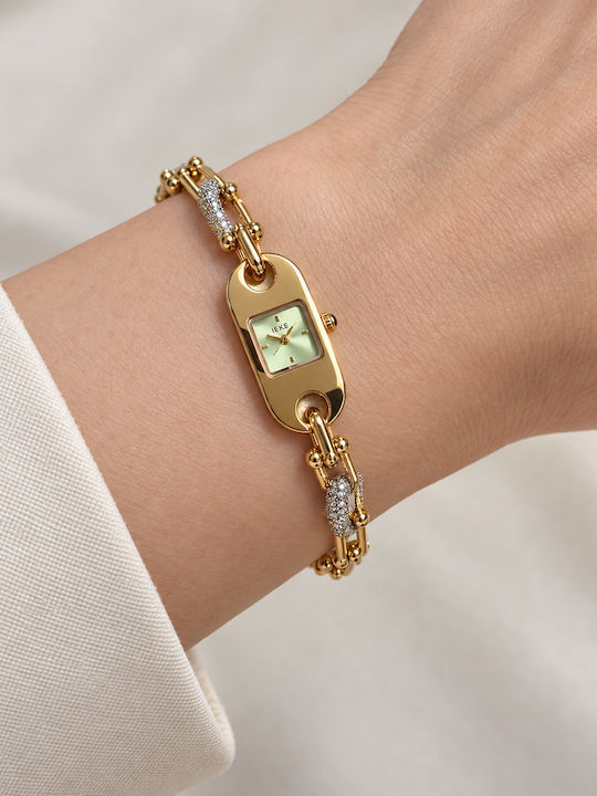Ieke Damenuhr Batterie mit Gold Metallischem Armband Ieke Damenuhr Batterie mit Gold Metallischem Armband