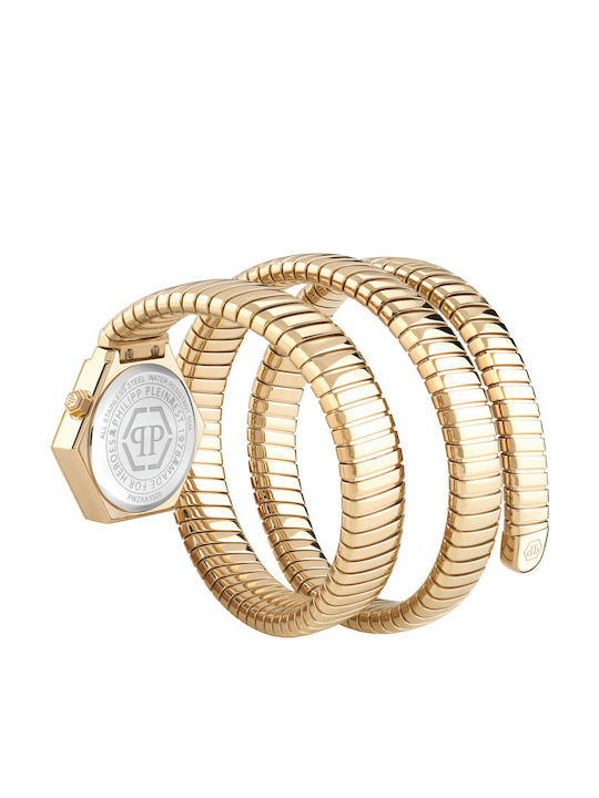 Philipp Plein Hexagon Ceas Dama 24mm Cu Baterie Cu Brățară Din Oțel Auriu
