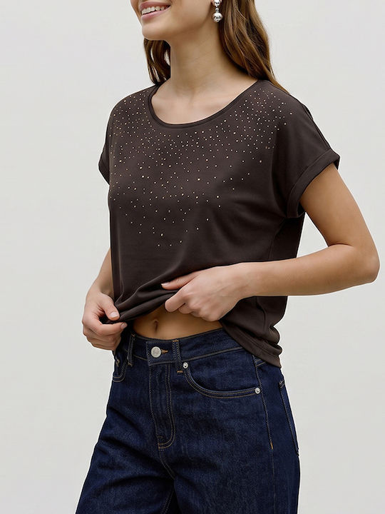 Vero Moda Women's Short Sleeve Blouse Dark Brown